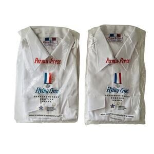 2 FLYING CROSS HIGH TEST 74A5100 WHITE UNIFORM WORK SHIRT SHORT SLEEVE 15 1/2”